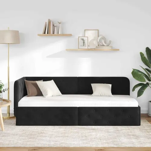 Kutni okvir kreveta Crna 80 x 200 cm Baršun - Crna 80 x 200 cm Cijena