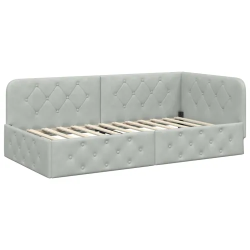 Kutni okvir kreveta Svijetlo siva 90 x 190 cm Baršun - Svjetlosiva 90 x 190 cm Cijena