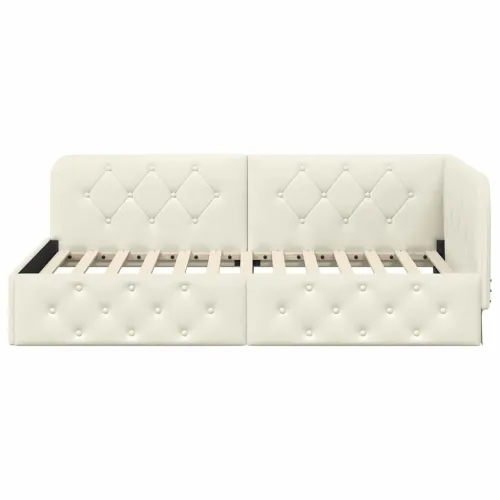 Kutni okvir kreveta Krema 90 x 190 cm Baršun - Krema 90 x 190 cm Cijena
