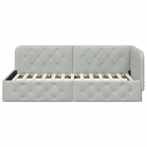 Kutni okvir kreveta Svijetlo siva 90 x 200 cm Baršun - Svjetlosiva 90 x 200 cm Cijena