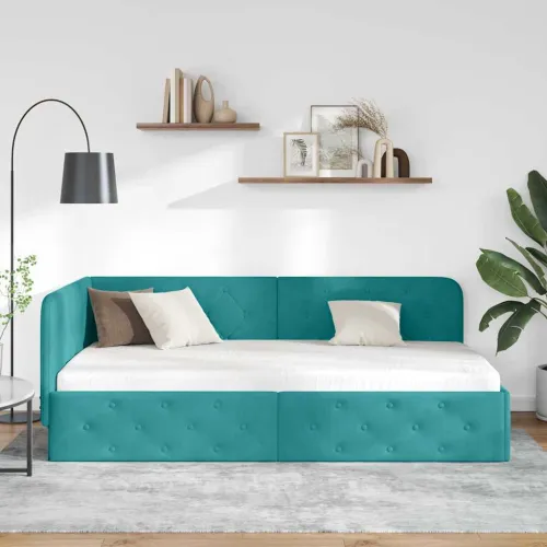 Kutni okvir kreveta Tirkizna 90 x 200 cm Baršun - Tirkizna 90 x 200 cm Cijena