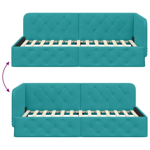 Kutni okvir kreveta Tirkizna 90 x 200 cm Baršun - Tirkizna 90 x 200 cm Cijena