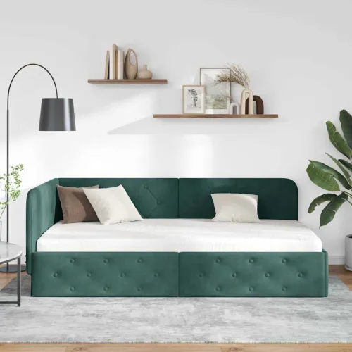 Kutni okvir kreveta Tamnozelena 100 x 200 cm Baršun - Tamnozelena 100 x 200 cm Cijena