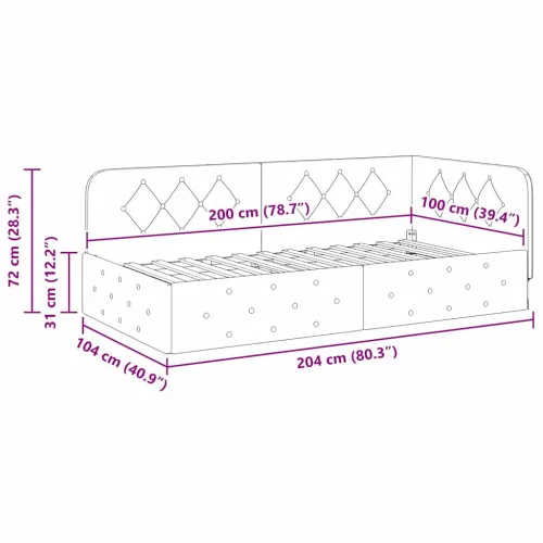 Kutni okvir kreveta Krema 100 x 200 cm Baršun - Krema 100 x 200 cm Cijena