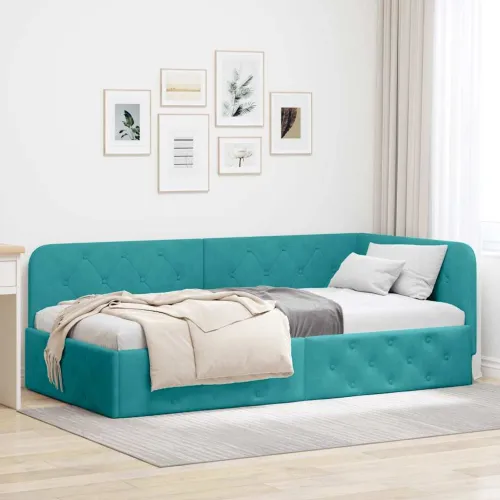 Kutni okvir kreveta Tirkizna 100 x 200 cm Baršun - Tirkizna 100 x 200 cm Cijena