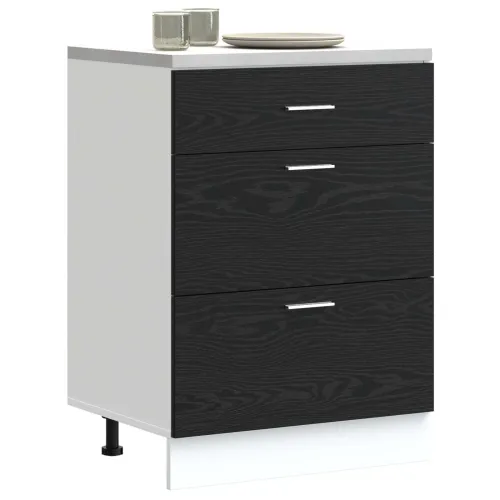 Kuhinjska baza ormarića Crni hrast 60 x 46 x 81,5 cm - Crni hrast 1 x donji ormarić (3 ladice) 60 cm Cijena