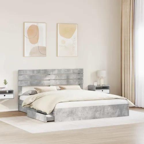 Krevet s od storage s ladicama Betonski sivi 180 x 200 cm - Beton siva 180 x 200 cm Cijena