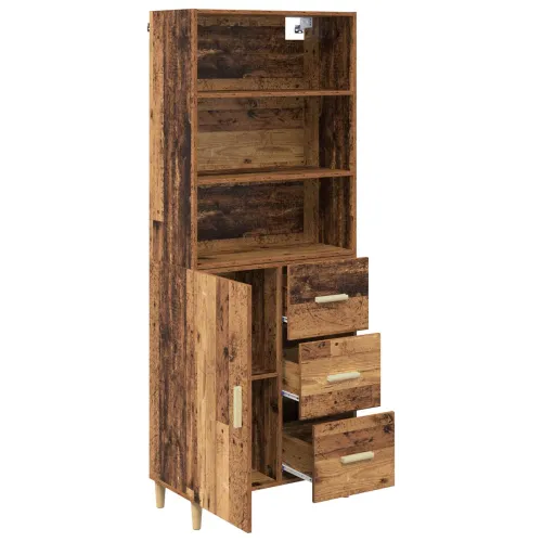 Kuhinjski ormarić Staro drvo 69,5 x 32,5 x 180 cm Konstruirano drvo - Staro drvo 1 vrata 3 ladice Cijena