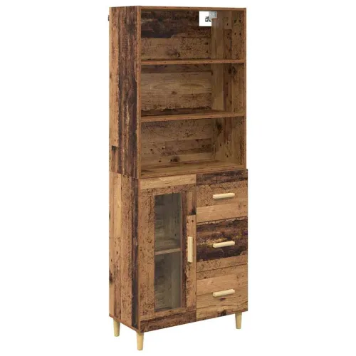 Kuhinjski ormarić Staro drvo 69,5 x 34 x 180 cm Konstruirano drvo - Staro drvo 1 staklena vrata 3 ladice Cijena