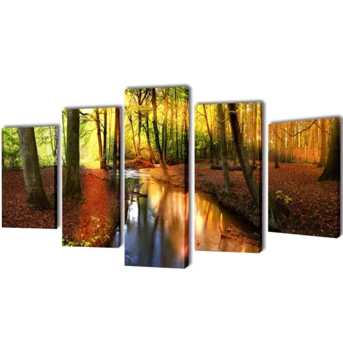 Set zidnih slika na platnu s uzorkom šume 200 x 100 cm - višebojna 200 x 100 cm 1 Šuma Cijena