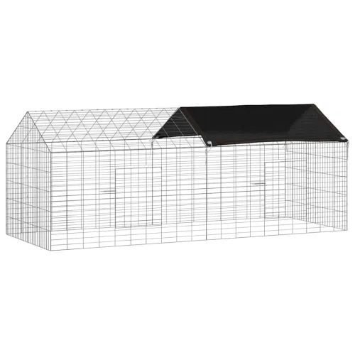Kavez za zečeve Srebrno 200 x 78 x 78 cm Cinkani čelik - 200 cm S krovom Cijena