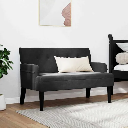 Chesterfield klupa Crna 112 x 65,5 x 75 cm Baršun - Crna Cijena