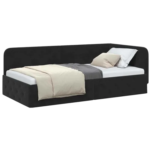 Kutni okvir kreveta Crna 90 x 200 cm Baršun - Crna 90 x 200 cm Cijena