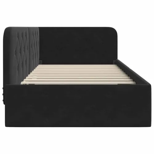 Kutni okvir kreveta Crna 90 x 200 cm Baršun - Crna 90 x 200 cm Cijena