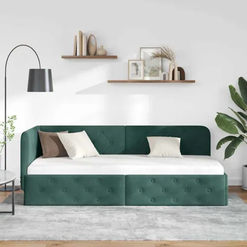 Kutni okvir kreveta Tamnozelena 80 x 200 cm Baršun - Tamnozelena 80 x 200 cm Cijena