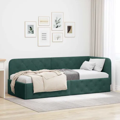 Kutni okvir kreveta Tamnozelena 80 x 200 cm Baršun - Tamnozelena 80 x 200 cm Cijena