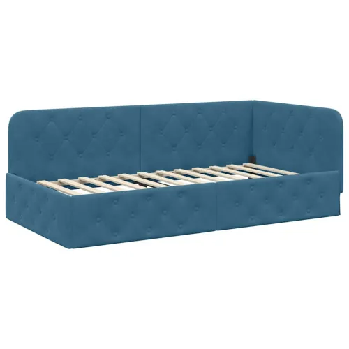 Kutni okvir kreveta Plava 90 x 190 cm Baršun - Plava 90 x 190 cm Cijena