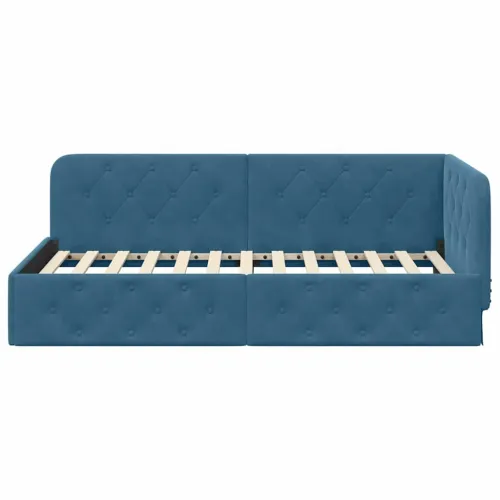 Kutni okvir kreveta Plava 90 x 190 cm Baršun - Plava 90 x 190 cm Cijena