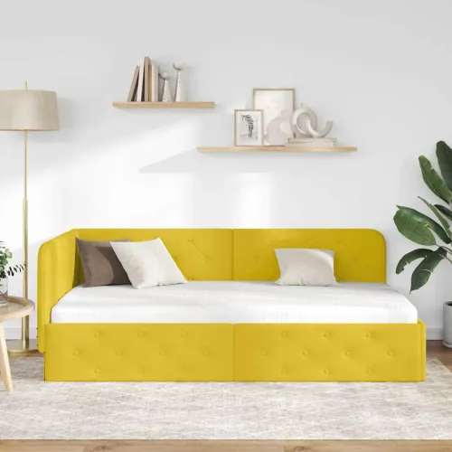Kutni okvir kreveta Žuta 90 x 190 cm Baršun - Žuta 90 x 190 cm Cijena