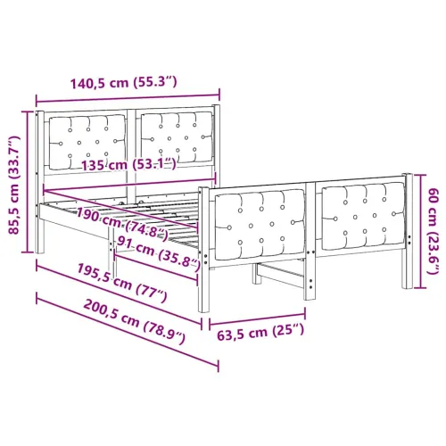 Okvir za krevet s uzglavljem Tamno siva 135 x 190 cm - smeđe i tamnosivo 135 x 190 cm Cijena