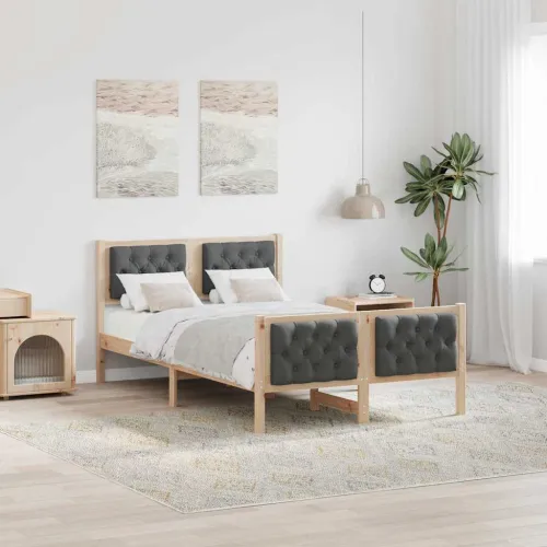 Okvir za krevet s uzglavljem Tamno siva 135 x 190 cm - smeđe i tamnosivo 135 x 190 cm Cijena