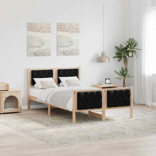 Okvir za krevet Crna 135 x 190 cm Čvrsto borovo drvo - Smeđa i crna 135 x 190 cm Cijena