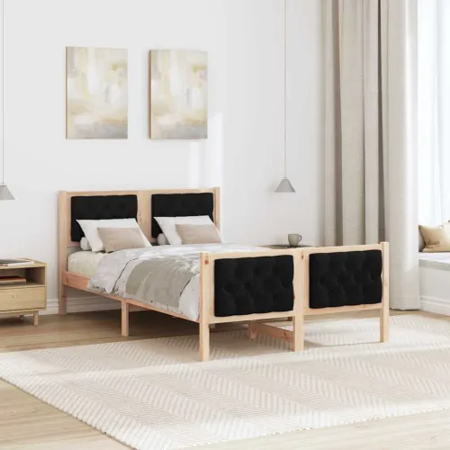 Okvir za krevet Crna 135 x 190 cm Čvrsto borovo drvo - Smeđa i crna 135 x 190 cm Cijena