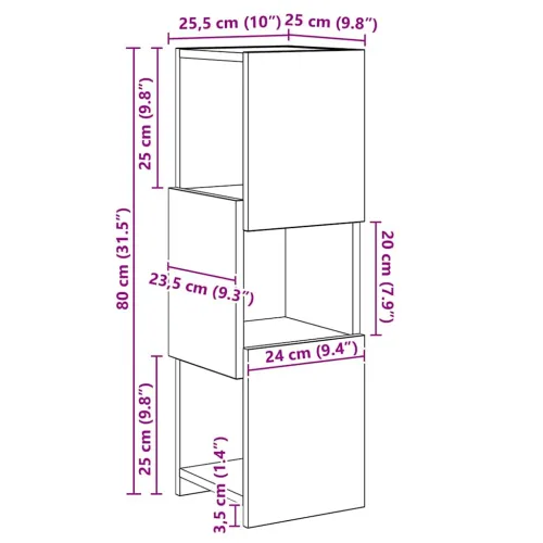 Kutni ormarić 25,5x25x80cm Konstruirano drvo Sonoma hrast - sonoma hrast 25x25,5x80cm Cijena