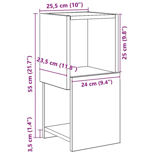 Kutni ormarić 25,5x25x55cm Konstruirano drvo Siva Sonoma - Sivi hrast sonoma 25x25,5x55cm Cijena