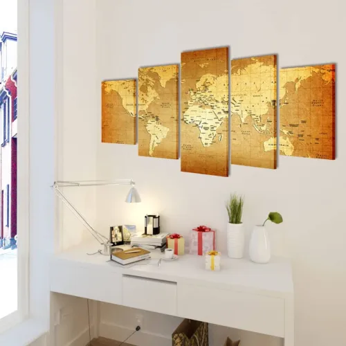 Zidne Slike na Platnu s Printom Mapa Svijeta 100 x 50 cm - 100 x 50 cm 1 Karta svijeta 100 x 50 cm Cijena