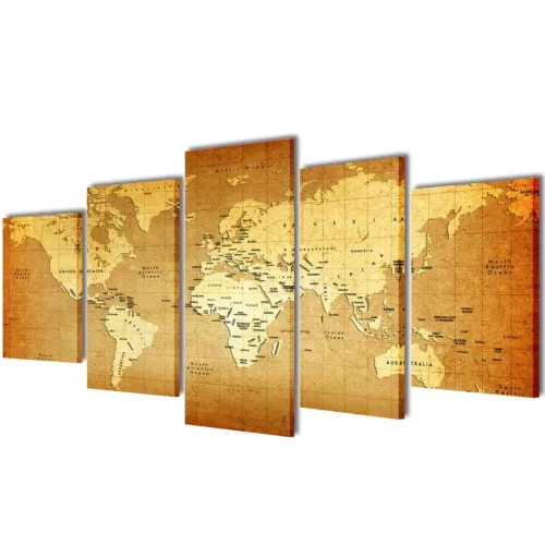 Zidne Slike na Platnu s Printom Mapa Svijeta 100 x 50 cm - 100 x 50 cm 1 Karta svijeta 100 x 50 cm Cijena