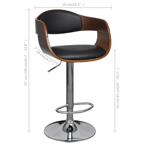 Barski stolci od savijenog drva i umjetne kože 2 kom crni - Black and dark brown 2 Cijena