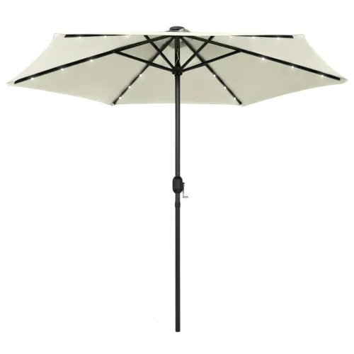 Vrtni suncobran LED s aluminijskim stupom 270 cm pijesak bijeli - Bijela Cijena