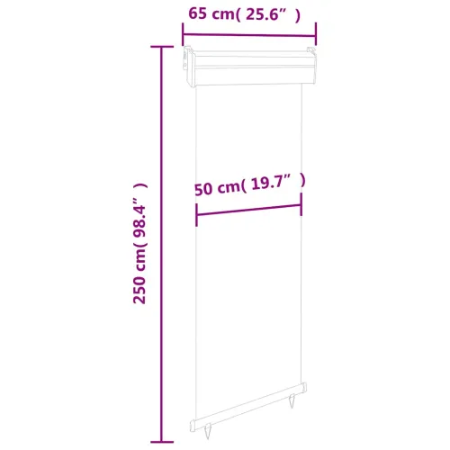 Balkonska bočna tenda 65 x 250 cm krem - Krema 65 x 250 cm Cijena
