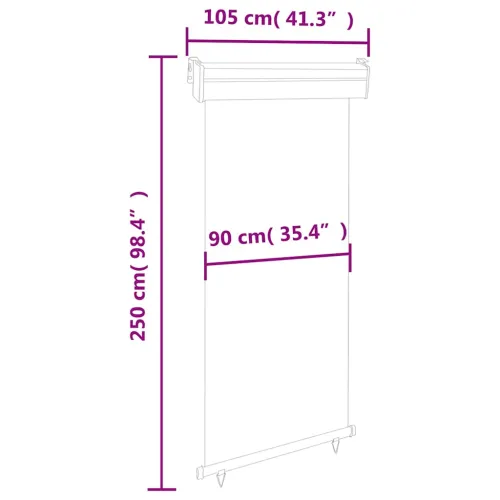 Balkonska bočna tenda 105 x 250 cm crna - Crna 105 x 250 cm Cijena