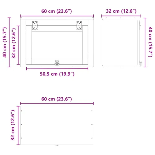 Kabinet SKI Medeno Smeđa 60 x 32 x 40 cm Čvrsto borovo drvo - Zidni ormarić s vratima Medeno smeđa Cijena