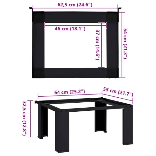 Pedestal za perilicu rublja Crna 64 x 55 x 32,5 cm Čelik - Osnovno (jedan stub) Crna Cijena