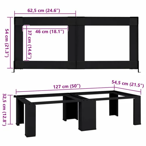 Pedestal za perilicu rublja 2 kom. Crna 127 x 54,5 x 32,5 cm - Osnovno (dvostruki postamenti) Crna Cijena