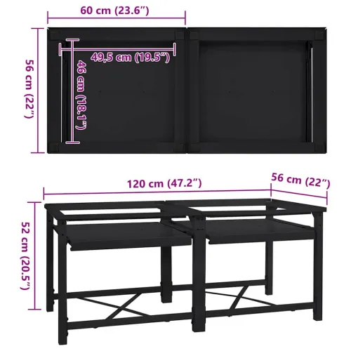 Pedestal za perilicu rublja 2 kom. Crna 120 x 56 x 52 cm Čelik - s visokim policom (dupli postamenti) Crna Cijena