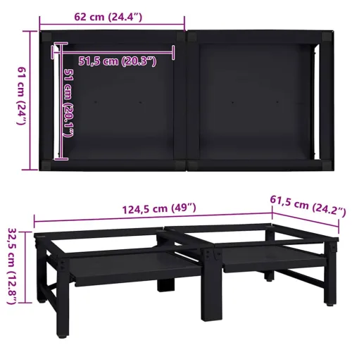 Pedestal za perilicu rublja 2 kom. Crna 124,5 x 61,5 x 32,5 cm - s niskom policom (dvije pedestale) Crna Cijena