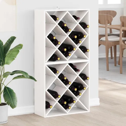 Stalak za vino 2 kom. Bijelo 62 x 25 x 62 cm Čvrsto borovo drvo - Bijeli 2 s 12 rupa Cijena