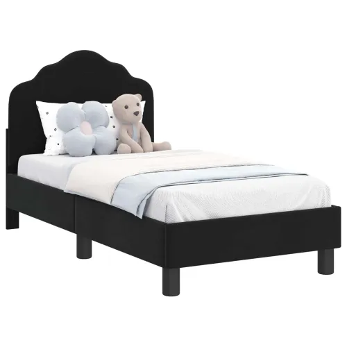 Okvir kreveta za malu djecu s naslonom Crna 70 x 140 cm Baršun - Crna 70 x 140 cm Cijena