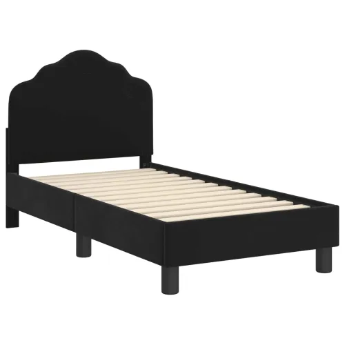 Okvir kreveta za malu djecu s naslonom Crna 70 x 140 cm Baršun - Crna 70 x 140 cm Cijena