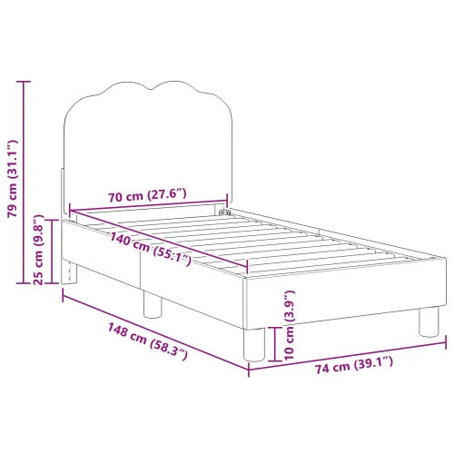 Okvir kreveta za malu djecu s naslonom Svjetlosiva 70 x 140 cm - Svjetlosiva 70 x 140 cm Cijena