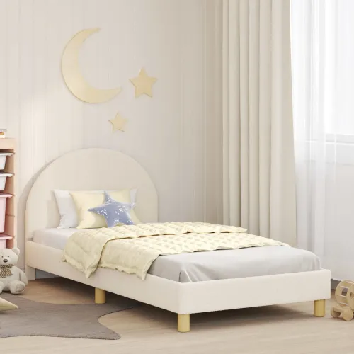 Krevet za djecu s uzglavljem Krem 90 x 190 cm Bouclé - Krem 90 x 190 cm Cijena