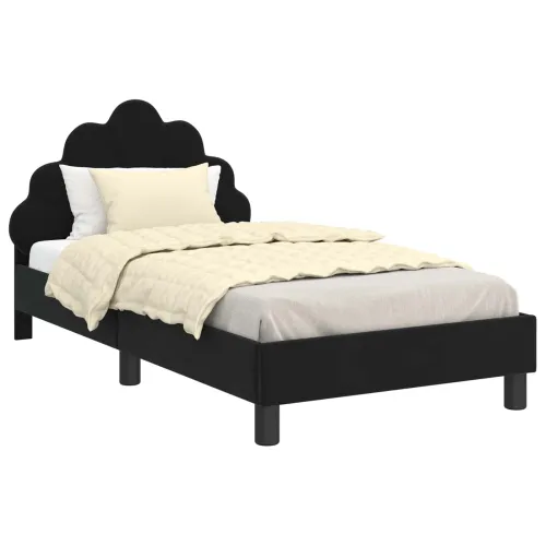 Krevet za djecu s uzglavljem Crna 80 x 160 cm Baršun - Crna 80 x 160 cm Cijena