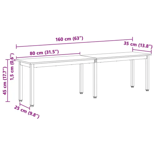 klupa Prirodna 160 x 35 x 45 cm Čvrsto borovo drvo - Prirodna 160 x 35 x 45 cm Cijena