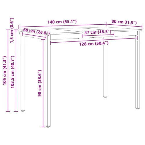 Stol za bar 140 x 80 x 105 cm Čvrsto borovo drvo Prirodna - Prirodna 140 x 80 x 105 cm Cijena