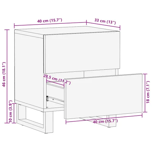 Noćni ormar Smeđa 40 x 33 x 46 cm Čvrsto drvo manga - 1 Cijena