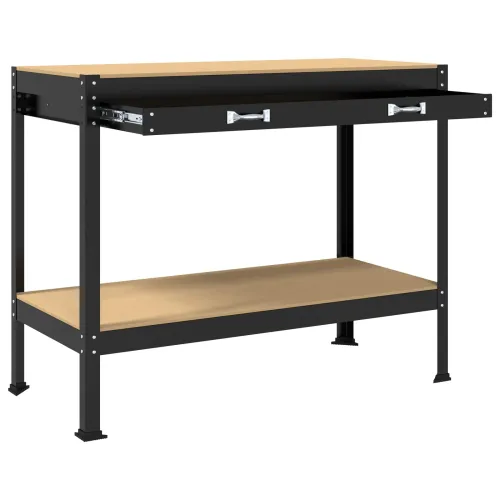 Radna klupa Crna 114 x 54 x 91 cm Projektirano drvo i metal - 115 cm with drawer Cijena
